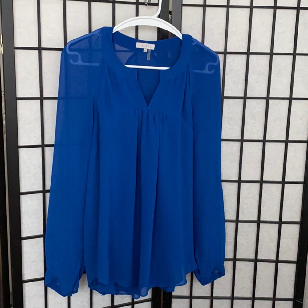Cobalt blue sheer sleeves blouse M